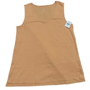 NWT J Jill 100% Pima V-Neck Tank Top Orange Sleeveless Basic Layering Size S